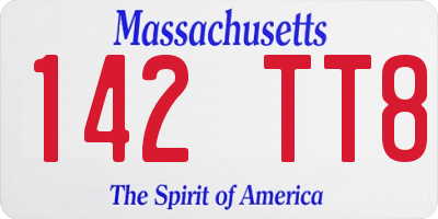 MA license plate 142TT8