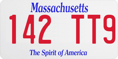 MA license plate 142TT9