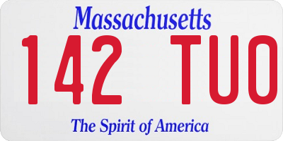 MA license plate 142TU0