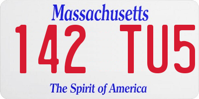 MA license plate 142TU5