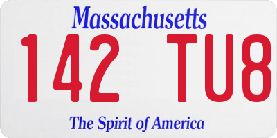 MA license plate 142TU8