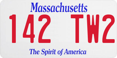 MA license plate 142TW2