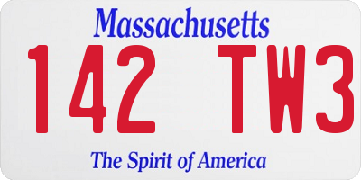 MA license plate 142TW3