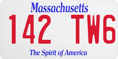 MA license plate 142TW6