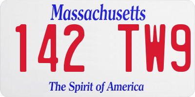 MA license plate 142TW9