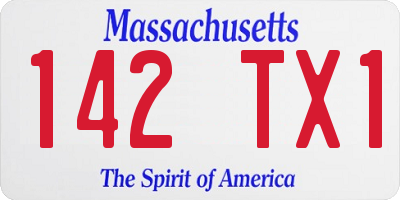 MA license plate 142TX1