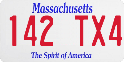 MA license plate 142TX4