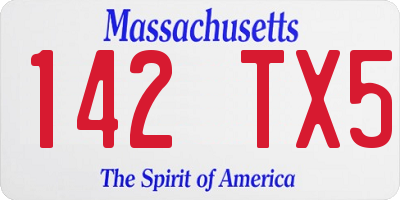 MA license plate 142TX5