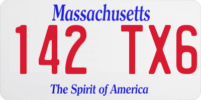 MA license plate 142TX6