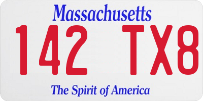 MA license plate 142TX8