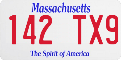 MA license plate 142TX9