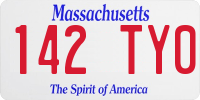 MA license plate 142TY0