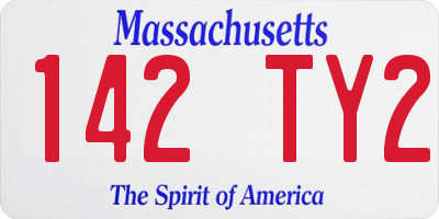 MA license plate 142TY2