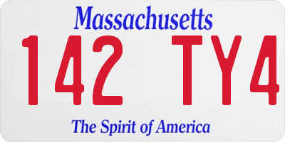 MA license plate 142TY4