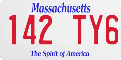 MA license plate 142TY6