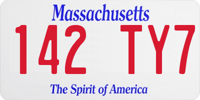 MA license plate 142TY7