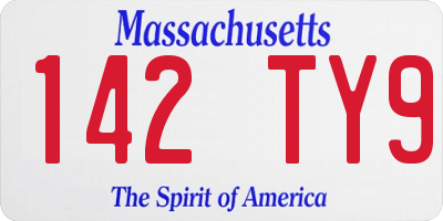 MA license plate 142TY9