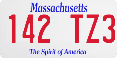 MA license plate 142TZ3