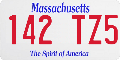 MA license plate 142TZ5