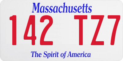 MA license plate 142TZ7