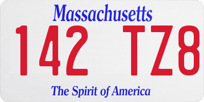 MA license plate 142TZ8