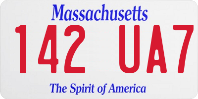 MA license plate 142UA7