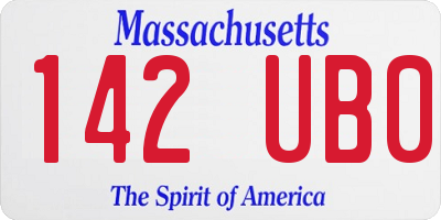 MA license plate 142UB0