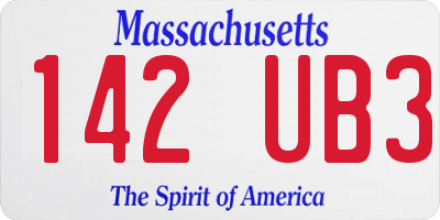 MA license plate 142UB3