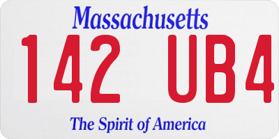 MA license plate 142UB4