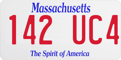 MA license plate 142UC4