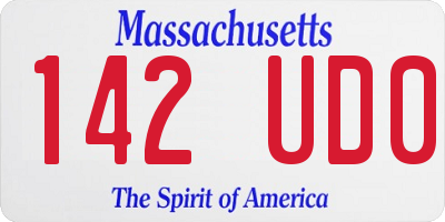 MA license plate 142UD0