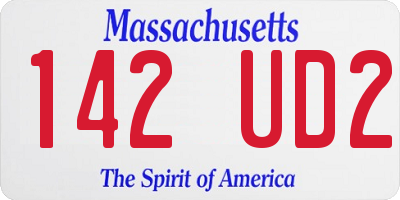 MA license plate 142UD2