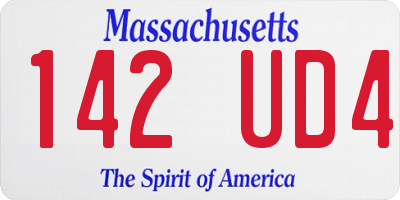 MA license plate 142UD4