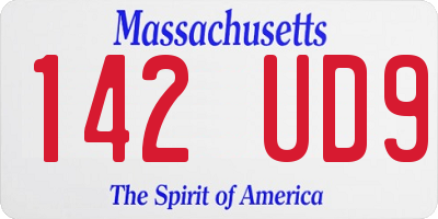 MA license plate 142UD9