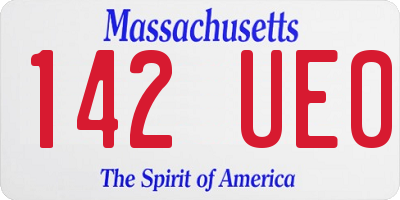 MA license plate 142UE0