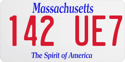 MA license plate 142UE7