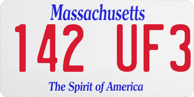 MA license plate 142UF3