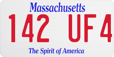MA license plate 142UF4