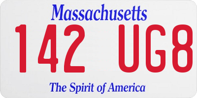 MA license plate 142UG8