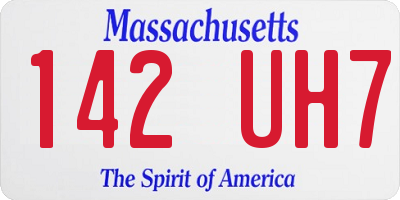 MA license plate 142UH7