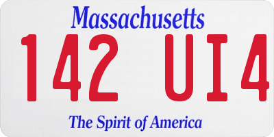 MA license plate 142UI4
