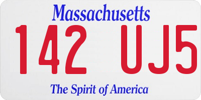 MA license plate 142UJ5