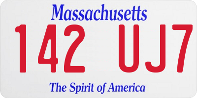 MA license plate 142UJ7