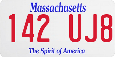 MA license plate 142UJ8