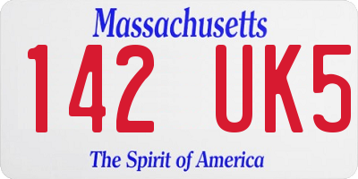MA license plate 142UK5