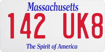 MA license plate 142UK8