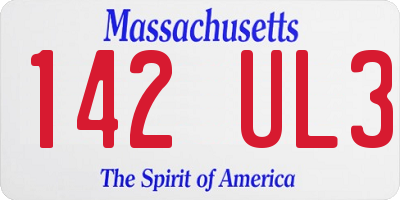 MA license plate 142UL3