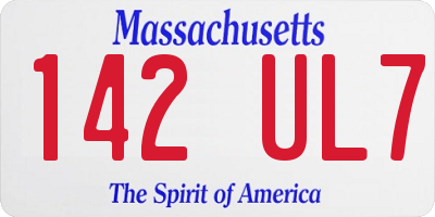 MA license plate 142UL7