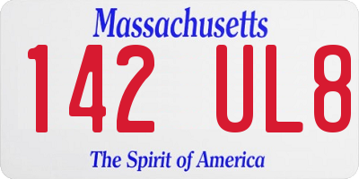 MA license plate 142UL8