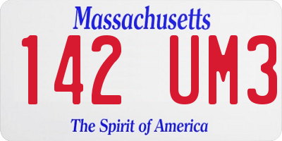 MA license plate 142UM3